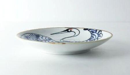 【波佐見焼】　φ１０.５cm手描きの小皿　鶴 【西海陶器】１ １８１９３