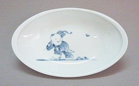 AB077】三川内焼 創作唐子絵楕円フリー皿 | 長崎県（県庁） | ふるさと