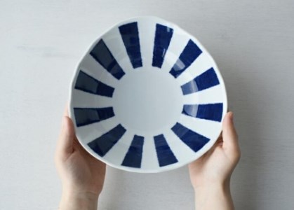 【波佐見焼】φ２０×６cm多用鉢５個組藍染十草 【西海陶器】 ５　32560