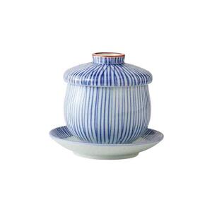 【波佐見焼】容量２００mlの台皿付き蒸し茶碗 　花十草 ５個組 【西海陶器】 ５ ６４４６０