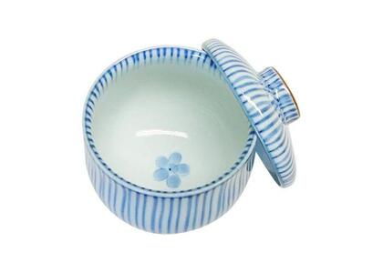 【波佐見焼】容量２００mlの台皿付き蒸し茶碗 　花十草 ５個組 【西海陶器】 ５ ６４４６０