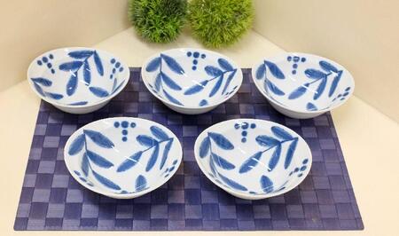 【AB296】【波佐見焼】１４×１２.５cm楕円小鉢５個組バニラ【西海陶器】 ５ 14758 10,220円