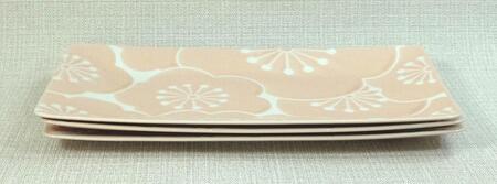 【AB1165】【波佐見焼】25×１３.５ｃｍの長角皿3枚組　はふり 梅柄桃 【西海陶器】3 19233