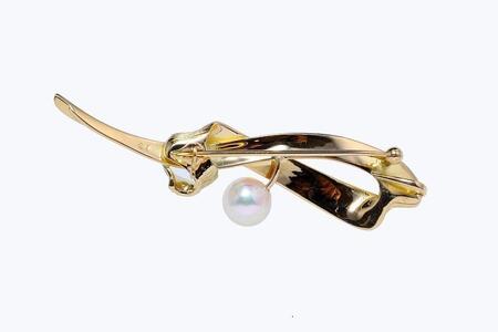 【ふるなび限定】【限定１点】あこや真珠（８ｍｍ珠）ダイヤ入り２WAYブローチ/Ｋ１８ＹＧ　FN-Limited