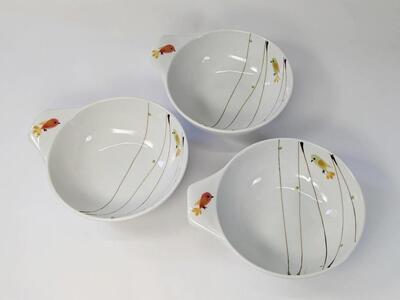 【波佐見焼】φ１５．５ｃｍの取手付小鉢３個組　ハミング　赤　【西海陶器】　１　２４３４２ 10,640円