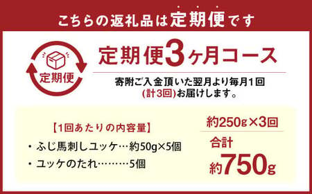 【3か月連続定期便】毎月届くユッケの定期便！ふじ馬刺し ユッケ 250g（50g×5個）×3回 合計750g 馬刺し 馬刺 馬肉