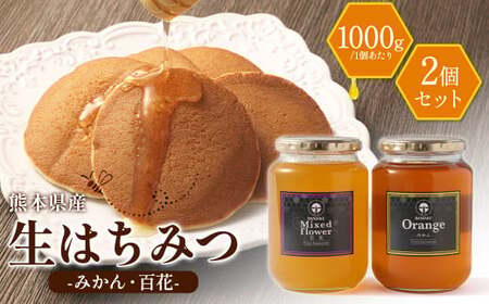 熊本県産 ”手詰め非加熱” 生はちみつ たっぷり 2種 セット （みかん・百花）各1kg 合計2個 蜂蜜 はちみつ ハチミツ ハニー みかん蜜 百花蜜 蜜 国産蜂蜜 国産 12,320円