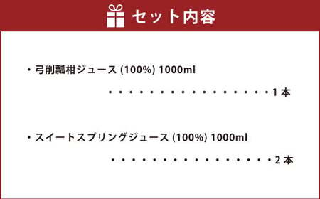 熊本県産柑橘ジュース3本セット（スイートスプリング2本・弓削瓢柑1本） 飲料 ジュース 果汁100％ みかんジュース ひょう柑 ひょうかん 柑橘 蜜柑 ミカン 果物 フルーツ くだもの 国産 熊本県