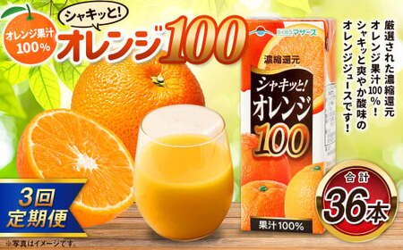 【3か月連続定期便】オレンジ100 200ml×12本×3回 合計36本 合計7.2L 厳選 みかん 果汁 100% 濃縮還元 ミカン オレンジ ジュース みかんジュース 常温 飲料 熊本県 らくのうマザーズ