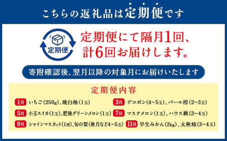 【6か月隔月定期便】旬の熊本フルーツ詰め合わせ定期便 熊本県産 果物 毎月お届けギフト