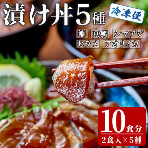 漬け丼 5種セット (計10食分・2食入×5種) りゅうきゅう あつめし 漬け 魚介 海鮮 鰤 ブリ 真鯛 タイ シマアジ アジ あじ ヒラメ 鮃  ひらめ アオリイカ いか 【opba007】【海べ】