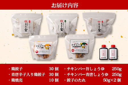 宮崎鶏ぎょうざ「まる金」のおもてなし5種セット 餃子のたれ付き