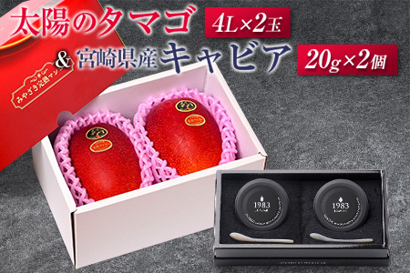 太陽のタマゴ(4L×2玉)と宮崎県産キャビア20g×2個セット