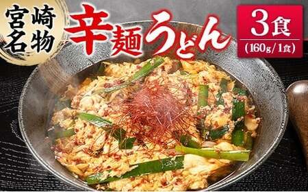 辛麺うどん 3食分 (160g×3食) 半生 インスタント 常温保存 一心うどん