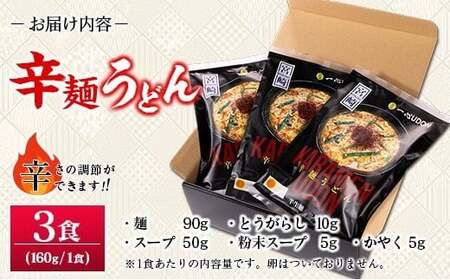 辛麺うどん 3食分 (160g×3食) 半生 インスタント 常温保存 一心うどん
