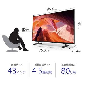 【8月31日で掲載終了】ソニー（SONY） 4K液晶テレビ BRAVIA（ブラビア）X80Lシリーズ KJ-43X80L（43V型）【設置対応なし】【テレビ 4K液晶テレビ ふるさと納税テレビ SONYテレビ　ソニーテレビ 液晶テレビ BRAVIAテレビ 】