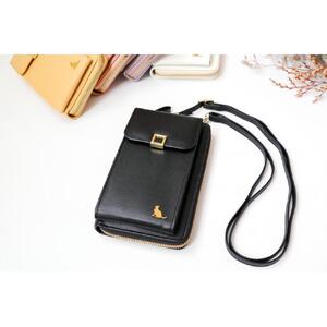 お財布ショルダー スマホショルダー スマホポーチ 猫 スマホポシェット 【ブラック】