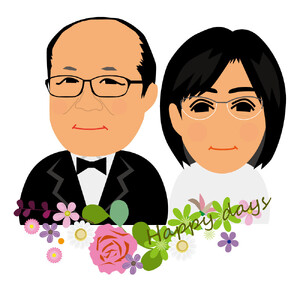 デジタル似顔絵アイコン(2人胸から上)