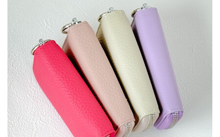 【スマートキー対応 カードが入る本革6連キーケース】＜ベージュ＞ おしゃれ　可愛い　コンパクト　スリム　猫　レザー