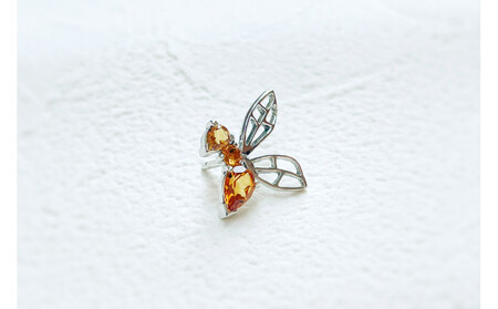 【プレゼント包装付き】ミツバチ ピンバッジ(SV /シトリン)