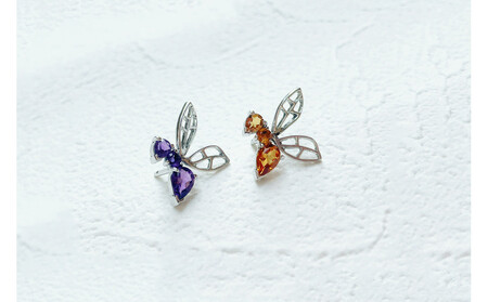 【プレゼント包装付き】ミツバチ ピンバッジ(SV /シトリン)