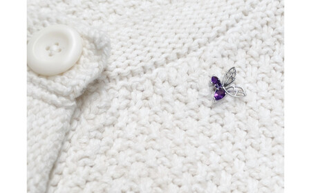 【プレゼント包装付き】ミツバチ ピンバッジ(SV /アメジスト)