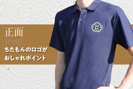 ちたもんポロシャツ（ネイビー・Mサイズ） 紺 紺色 ポロシャツ シャツ ちたもん 日本製 特産品 イラスト 衣服 トップス 伝統工芸品 贈答 プレゼント 愛知県 知多市