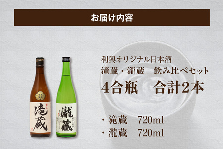 滝蔵・瀧蔵　飲み比べセット（720ml×2本）  お酒 酒 日本酒 詰め合わせ 飲み比べ セット 加水火入れ 無加水原酒 限定 醸造 晩酌 家飲み 宅飲み おうち時間 お取り寄せ アルコール 愛知県 知多市