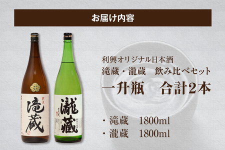 滝蔵・瀧蔵　飲み比べセット（1800ml×2本） 1.8L お酒 酒 日本酒 詰め合わせ 飲み比べ セット 加水火入れ 無加水原酒 限定 醸造 晩酌 家飲み 宅飲み おうち時間 お取り寄せ アルコール 一升瓶 愛知県 知多市