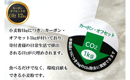 北海道下川町産薄力粉きたほなみ100% 12kg バイオ炭施用 カーボン・オフセット付 F4G-0200