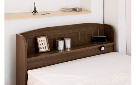 【組立サービス付】A322 ダブルサイズ 棚コンセント引き出し付きカントリー調ベッド 国産ポケットコイルマットレス(108618)付(ウォルナット)