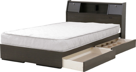 【組立サービス無(玄関渡し)】A333 ダブルサイズベッド 国産ボンネルコイルマットレス(10816B)付(ダークブラウン) #56(1886)