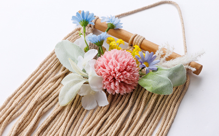 紅茶染めマクラメフラワータペストリー【1600620】