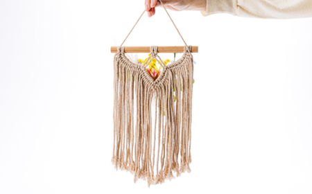 紅茶染めマクラメフラワータペストリー【1600620】