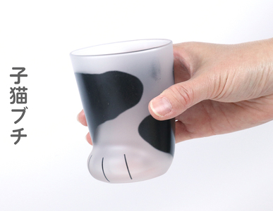 coconeco ここねこ 子猫グラス2個セット (ムジ・ブチ)｜猫 ネコ ねこ 肉球 にくきゅう 動物 かわいい コップ カップ グラス 食器 アデリア 石塚硝子【0720】