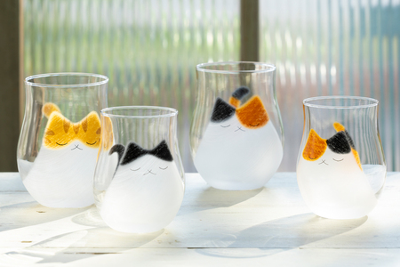 わたしの家族 猫グラス 親子セット (トラ)｜トラ猫 トラネコ とらねこ 猫 ネコ ねこ 動物 かわいい コップ タンブラー カップ グラス 食器 アデリア 石塚硝子 [0769]