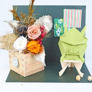 節分福豆 [お花の升とリアル鬼] 手作りキット・親子で作れる動画付き【0494】