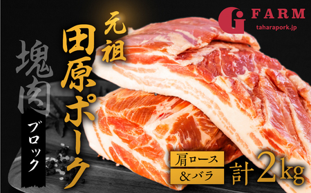 国産 豚肉 ブロック 肩ロース・バラ 食べ比べ 1kg×2 計2kg 田原ポーク  | 豚肉 ブロック肉 豚肉 ブロック肉 豚肉 ブロック肉 豚肉 ブロック肉 10,500円
