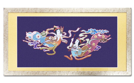 額装用 日本刺繍 「飛天」台生地「紫」×額装「シルバー」[AEBR005]