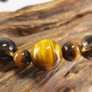 数珠ブレスレット　虎目石＆茶水晶【1017403】