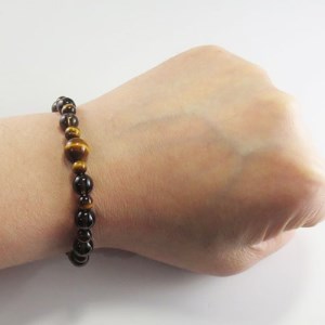 数珠ブレスレット　虎目石＆茶水晶【1017403】