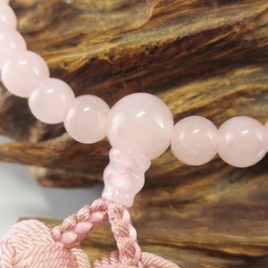 数珠女性用 ローズクォーツ 正絹花かがり房 桐箱入【1017408】