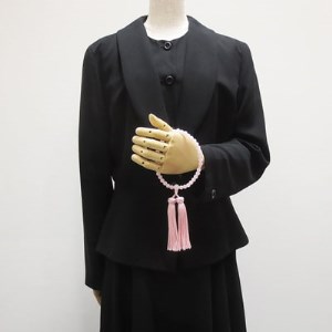 数珠女性用 ローズクォーツ 正絹花かがり房 桐箱入【1017408】