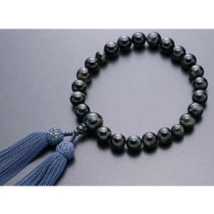 数珠男女ペアセット(青虎目石・桃色水晶・正絹房)※ペア桐箱入 【1033392】