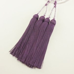 女性用二輪数珠 本水晶 正絹細房 濃藤色 桐箱入【1040857】