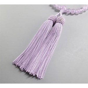 女性用数珠(念珠)　藤雲石　共仕立　正絹藤房　桐箱入【1090631】