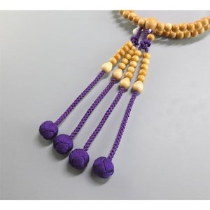 数珠(念珠) 黄楊(つげ) 共仕立 正絹紫かがり凡天房 桐箱入【1090637】