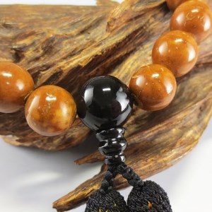 数珠　男性用　『鳳眼菩提樹・オニキス仕立』　正絹房　桐箱入【1146547】