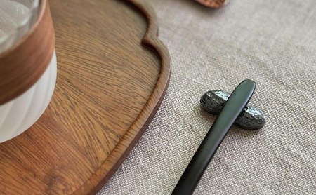 彫金 ピーナッツ箸置き2個 シルバー925 ペーパーウエイト 茶杓置き 蓋置