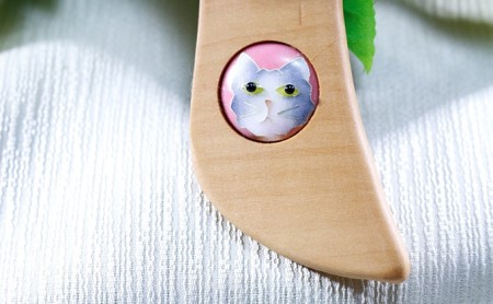 ネコの木櫛 民芸品 工芸品 ヘアケア用品 ブラシ くし コーム 椿油